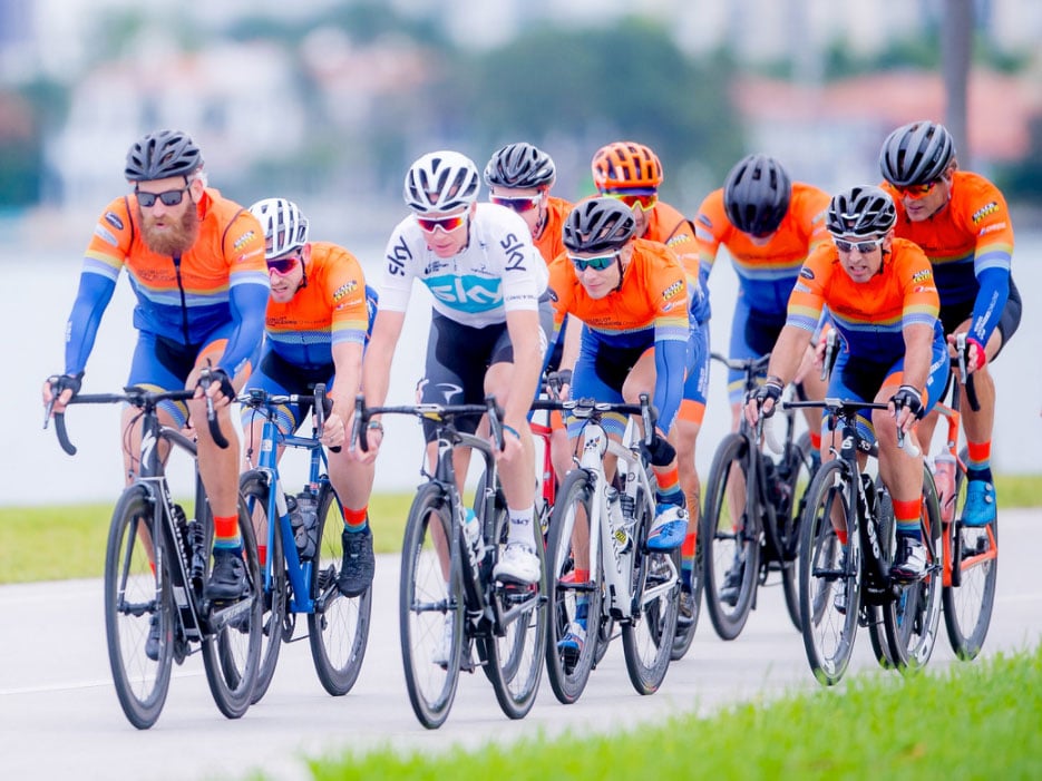 Riders cycling in miami